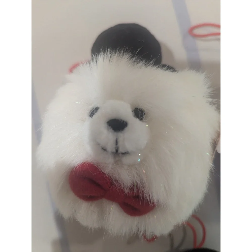 RB Collections  Small Furry White Bear Red Bow Tie 4 Top Hats 1 Lot Of 5